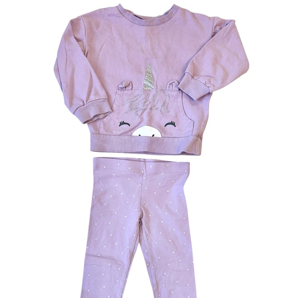 Carter's Girl Sweatshirt Pants Set Purple Size 3T Unicorn Design Pre-owned
